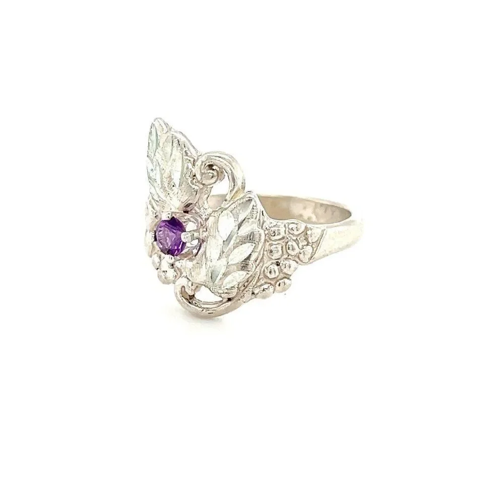 Grape-Shaped‎ Amethyst Sterling Silver Small Ring